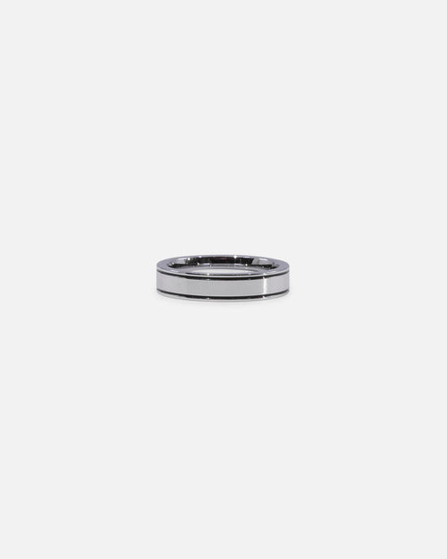 Saint Morta 5mm Black Etched Ring White Gold
