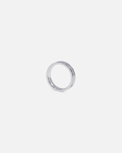 Saint Morta 5mm Black Etched Ring White Gold