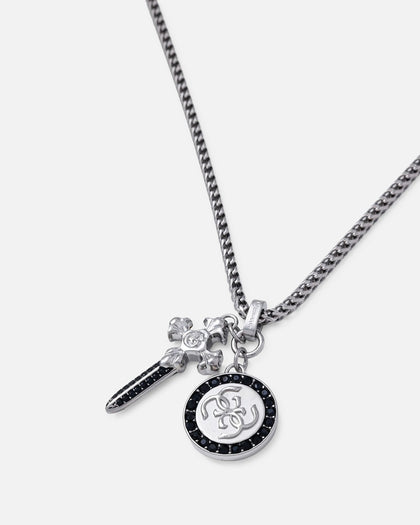 Guess Mainline Rebel Knight 26" 4G Coin And Dagger Necklace Silver