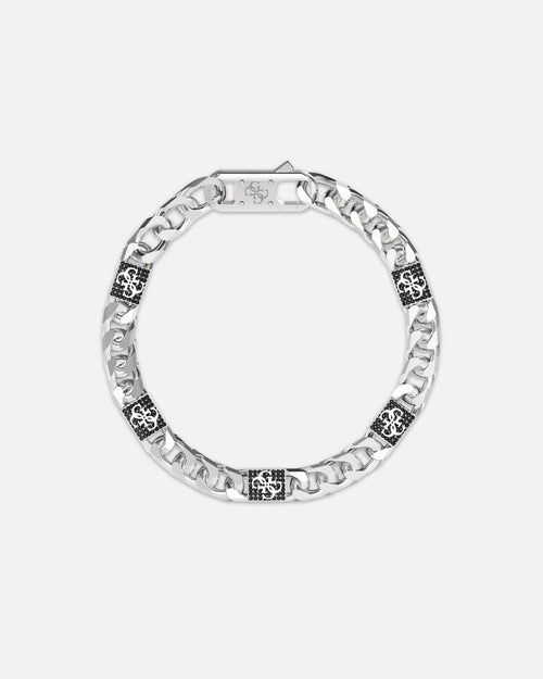 Guess Mainline 4G Curb Chain Pave Bracelet Silver