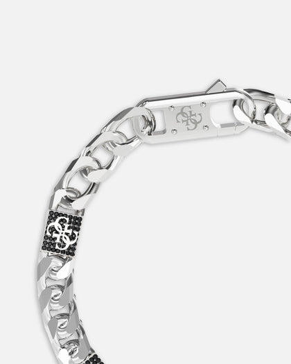 Guess Mainline 4G Curb Chain Pave Bracelet Silver