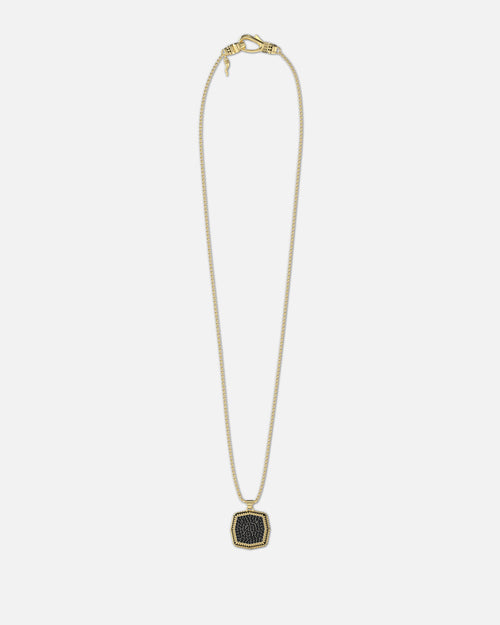 Guess Mainline Back To Black Octagon Necklace Black/Gold