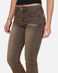 Ed Hardy Women's Tiger Bootcut Jeans Brown