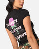 Playboy Women's Rose Stacked Baby T-Shirt Black