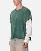 MNML Layered Distressed Painted Long Sleeve T-Shirt Green