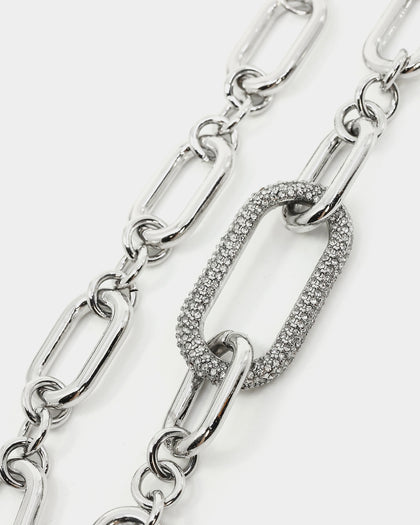 Raising Hell Women's Thick Link Chain Iced White Gold