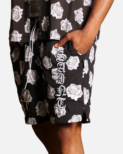 Saint Morta Vintage Rose Beach Shorts Black