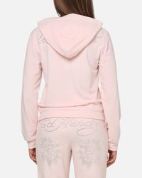 Ed Hardy Women's Rhinestone Cropped Hoodie Pink
