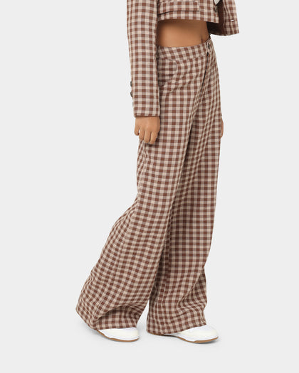 EN ES Women's Harvard Wide Leg Pants Gingham Aurora