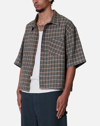 MNML Washed Poplin Over Button Up Shirt Green/Brown
