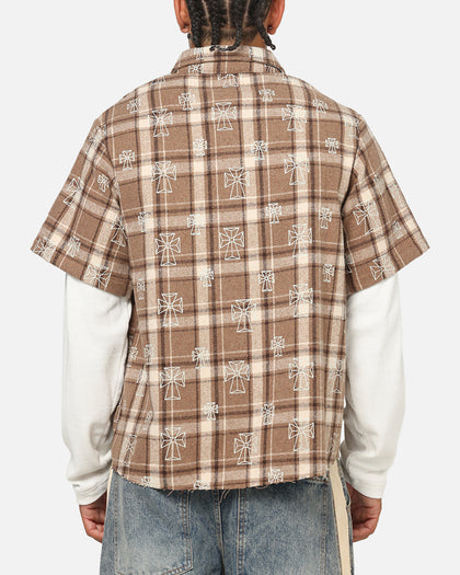 Saint Morta Sanctuary Layered Button Up Shirt Brown