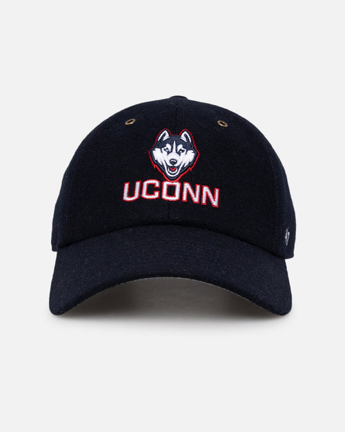 47 Brand UConn Huskies Wooly Clean Up Strapback Navy