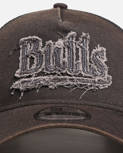New Era Chicago Bulls 'Washed Fray' 9FORTY A-Frame Trucker Snapback Washed Grey