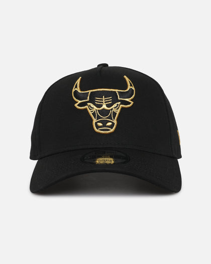 New Era Chicago Bulls 'NBA Black & Gold Embroidery' 9FORTY A-Frame Snapback Black/Gold