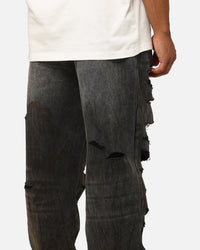 MNML Ultra Baggy Thrashed Denim Jeans Black