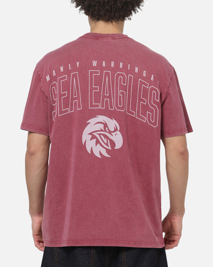 Bleacher Athletic Manly Sea Eagles NRL Attrition Washed T-Shirt Burgundy