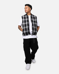 X-Large Ombre Plaid Reversible Vest Black