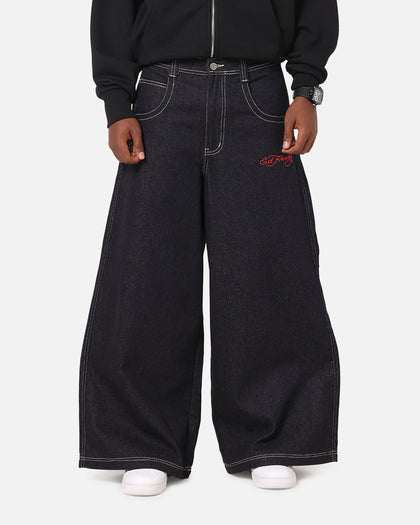 Ed Hardy Ultra Wide Leg Denim Jeans Indigo