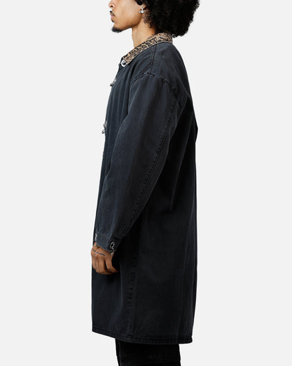 MNML Rusted Trench Coat Jacket Black