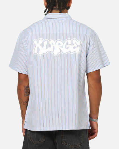 X-Large Drip Button Up Shirt Blue Stripe/White