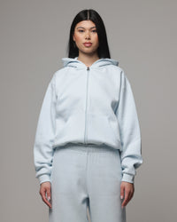 American Thrift Women's Classic Zip Hoodie Light Blue