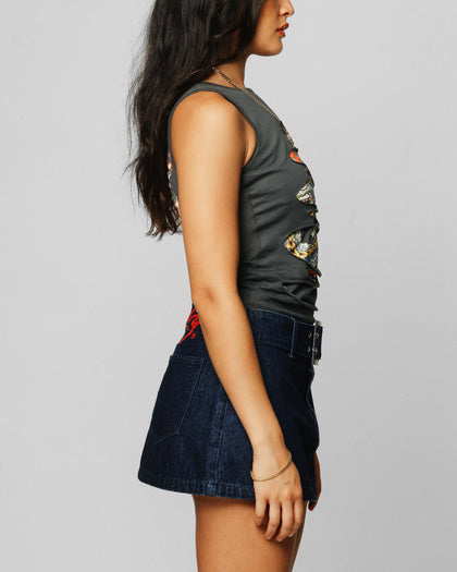 Ed Hardy Women's Ripped Dragon Tank Black