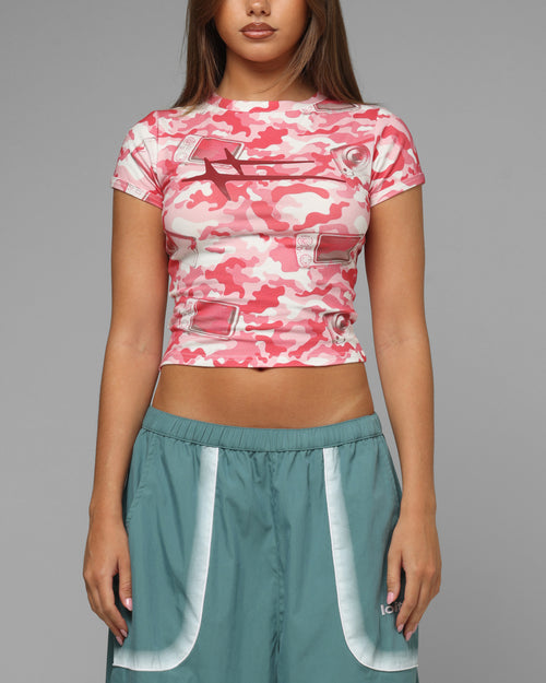 Loiter Women's Hybrid Baby T-Shirt Pink Camo
