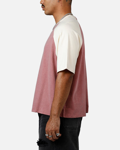 MNML Contrast Raglan T-Shirt Burgundy/Off White
