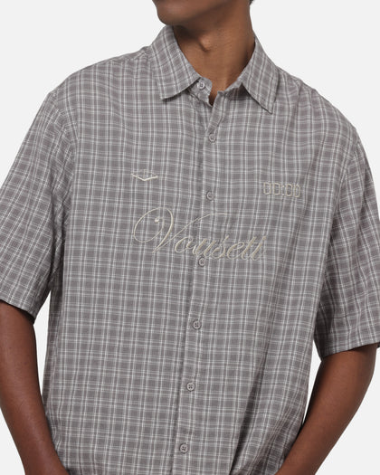 Vouseti Full Court Button Up Shirt Grey Plaid