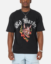 Ed Hardy Mask Of Mischief T-Shirt Black Acidwash