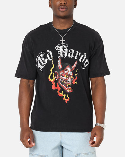 Ed Hardy Mask Of Mischief T-Shirt Black Acidwash