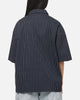 Carre Grid Short Sleeve Button Up Shirt Vintage Navy/Ecru Pinstripe