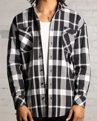 Saint Morta Mulberry Long Sleeve Flannel Shirt Black/White