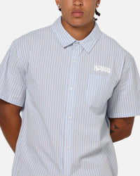 X-Large Drip Button Up Shirt Blue Stripe/White