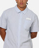 X-Large Drip Button Up Shirt Blue Stripe/White