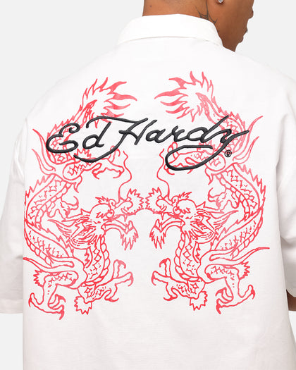 Ed Hardy Dragon Zip Shirt Off White