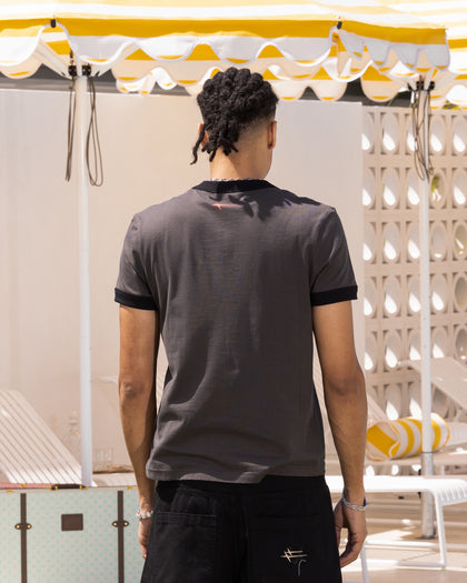 Loiter Gummy Ringer T-Shirt Charcoal