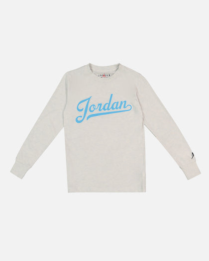 Jordan Kids' Major League Jordan Script Long Sleeve T-Shirt Pure Platinum Heather Grey