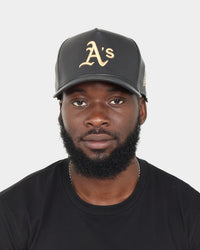 New Era Oakland Athletics "Black Tan PU Leather" 9FORTY K-Frame Snapback Black/Tan