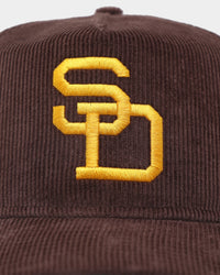 New Era San Diego Padres 'Throwback Corduroy' Golfer Snapback Dark Brown