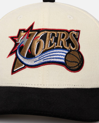 Mitchell & Ness Philadelphia 76ers Go Team Go OG Corduroy Snapback Light Cream/Black