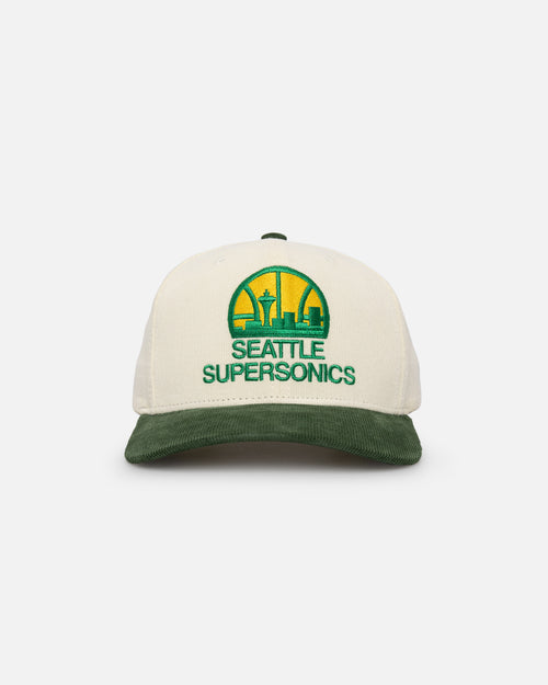 Mitchell & Ness Seattle SuperSonics Go Team Go OG Corduroy Snapback Light Cream/Green
