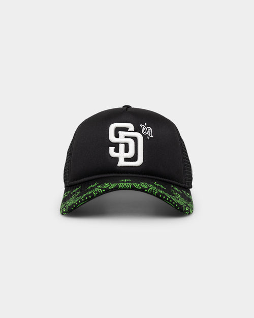 New Era San Diego Padres 'Glow In The Dark' 9FORTY A-Frame Trucker Snapback Black/Neon Green