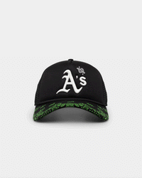 New Era Oakland Athletics 'Glow In The Dark' 9FORTY A-Frame Trucker Snapback Black/Neon Green
