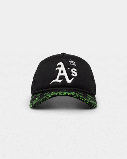 New Era Oakland Athletics 'Glow In The Dark' 9FORTY A-Frame Trucker Snapback Black/Neon Green