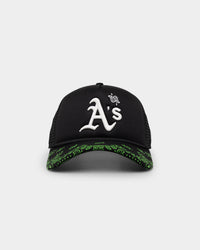 New Era Oakland Athletics 'Glow In The Dark' 9FORTY A-Frame Trucker Snapback Black/Neon Green