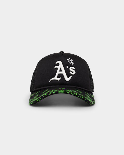 New Era Oakland Athletics 'Glow In The Dark' 9FORTY A-Frame Trucker Snapback Black/Neon Green