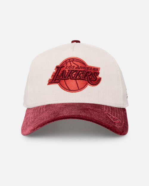 New Era Los Angeles Lakers 'Premium Corduroy Velvet' 9FORTY A-Frame Snapback Chrome White/Cardinal