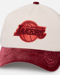 New Era Los Angeles Lakers 'Premium Corduroy Velvet' 9FORTY A-Frame Snapback Chrome White/Cardinal