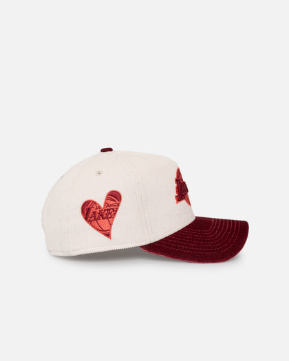 New Era Los Angeles Lakers 'Premium Corduroy Velvet' 9FORTY A-Frame Snapback Chrome White/Cardinal